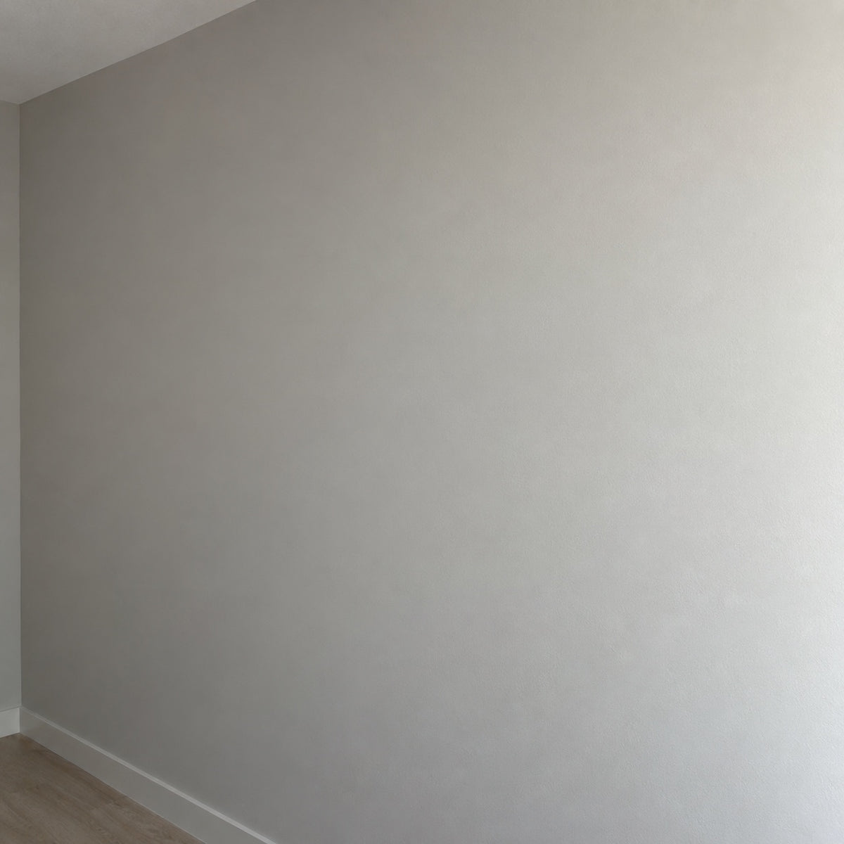 Mur gris perle peint en mat profond : la lumière est entièrement absorbée